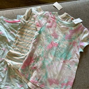 Cat & Jack Girls' Dino, Stripes & Tie-dye Short Sleeve Tees